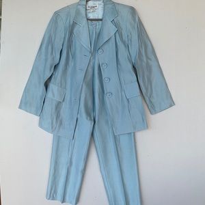 Lew Magram 3pc sky blue suit jacket skirt pants